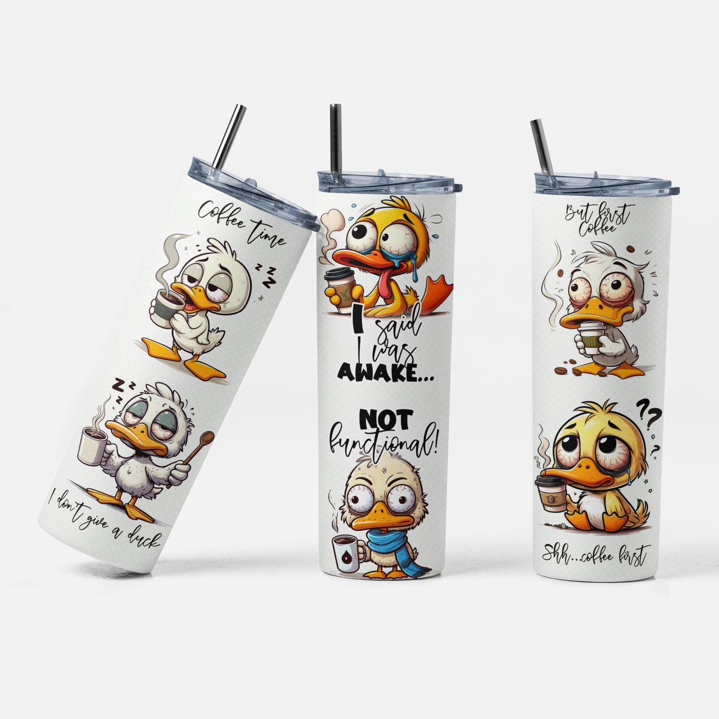 Funny Duck Coffee Quote Stainless-Steel Tumbler