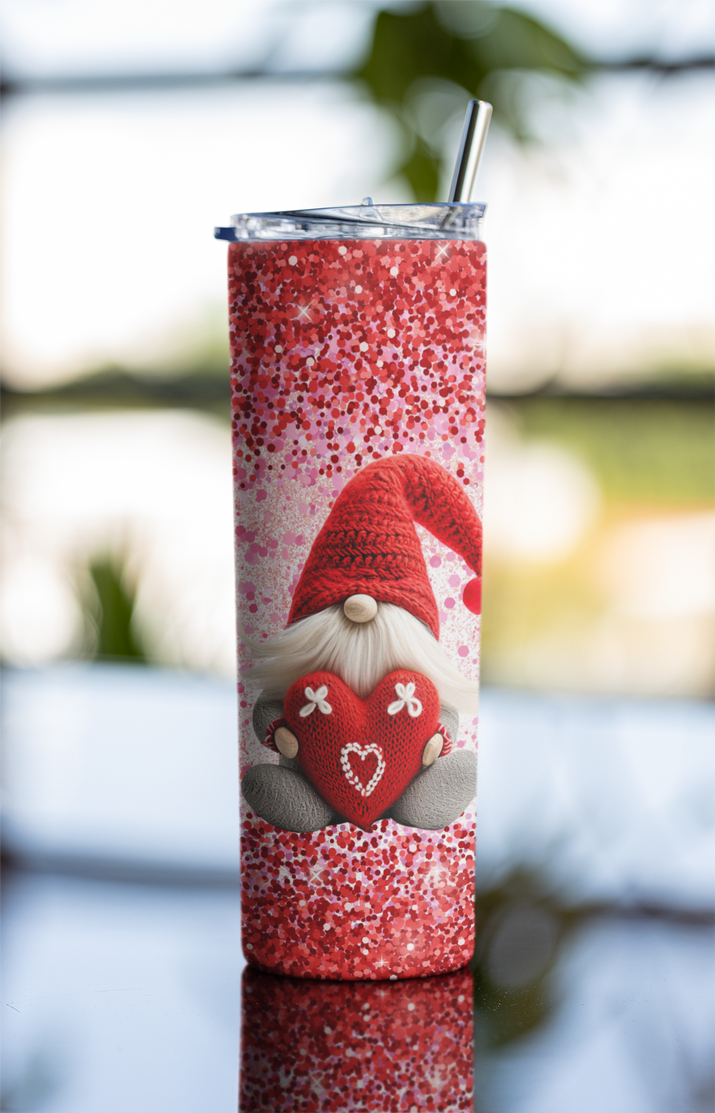 Cute Red Valentine Gnome 20 oz Stainless-Steel Tumbler