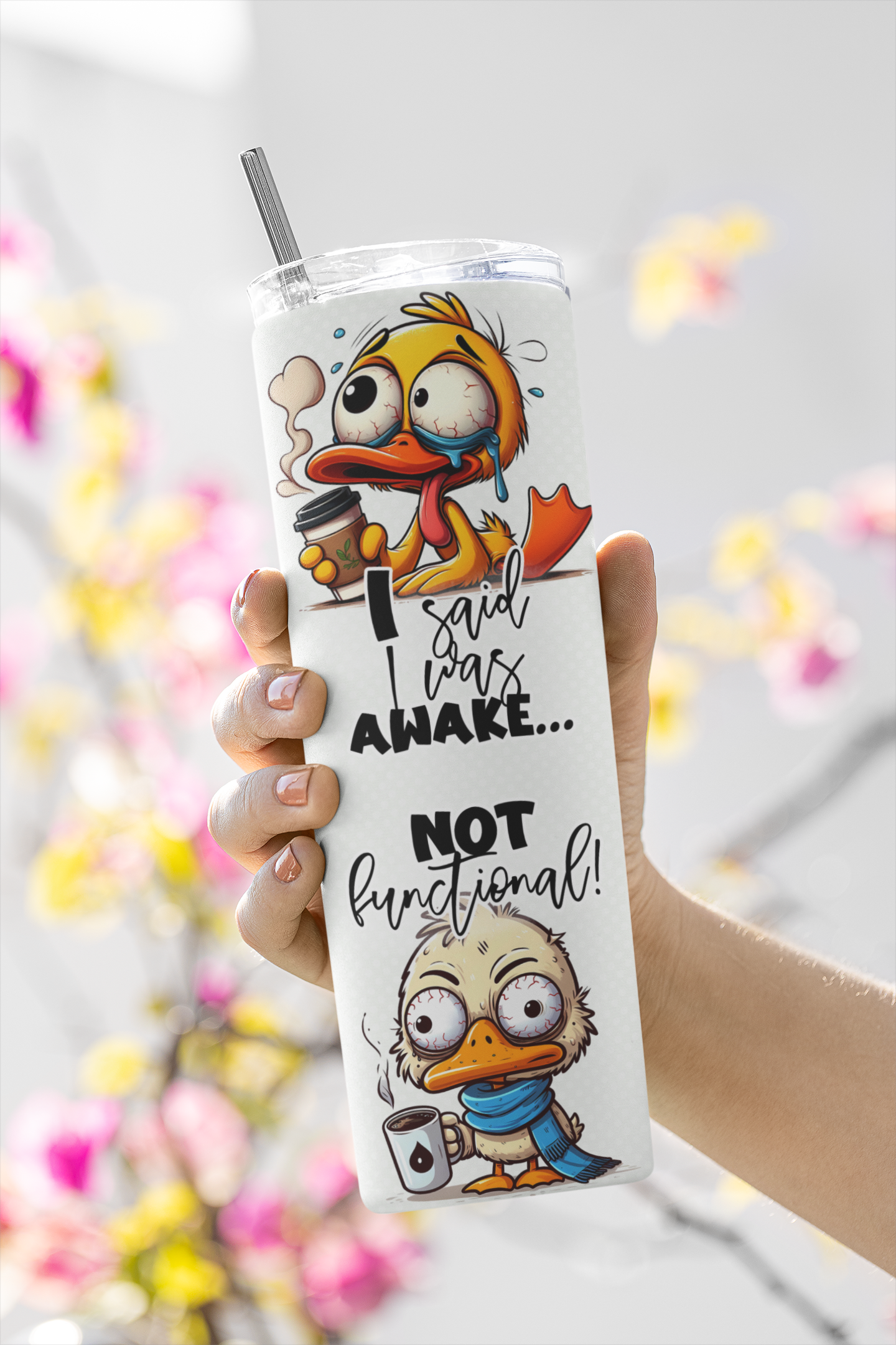 Funny Duck Coffee Quote Stainless-Steel Tumbler