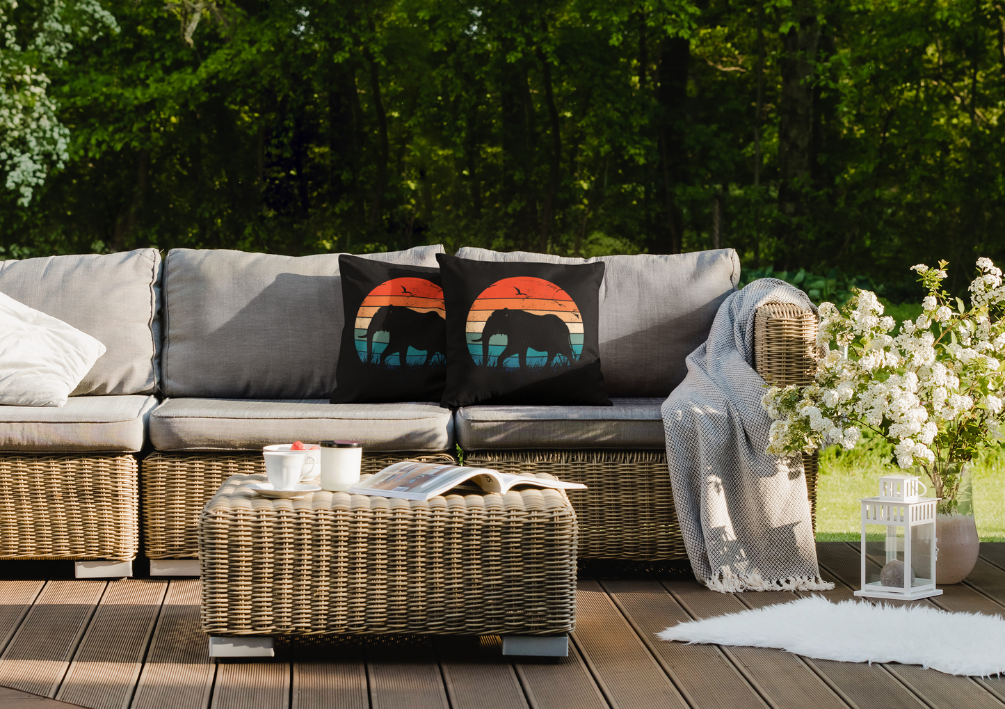 Elephant in Sunset Premium Pillow - Style your space