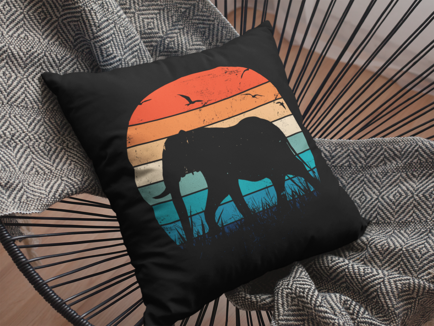 Elephant in Sunset Premium Pillow - Style your space