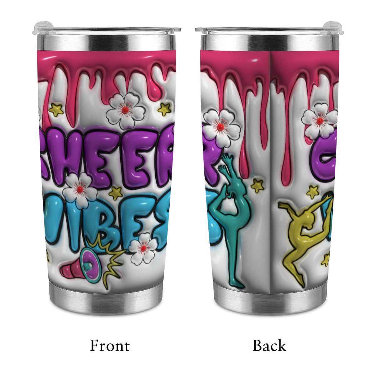 20oz Tumbler with Lid and Straw (Made in USA) Cheer Vibes