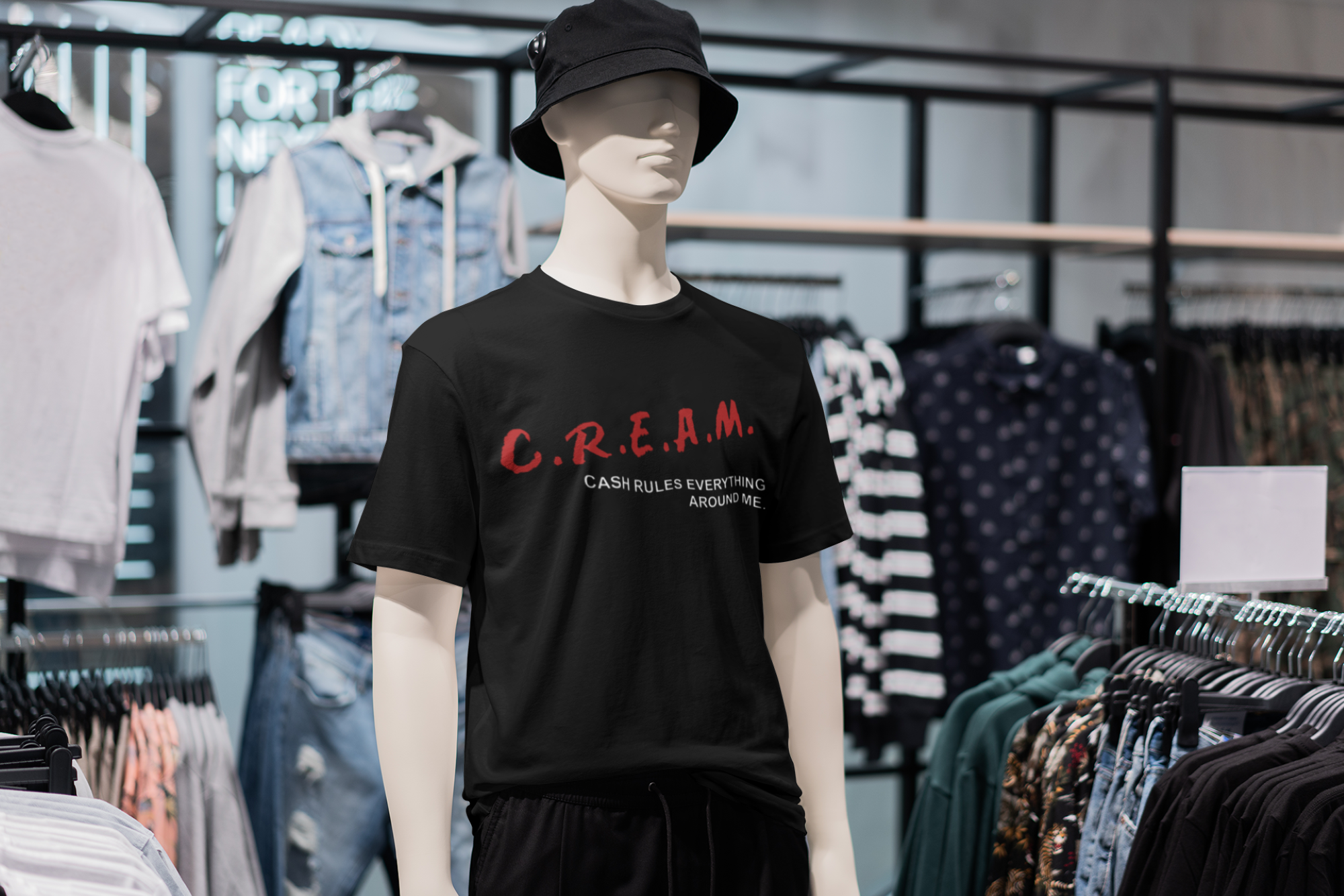 C.R.E.A.M. Cash Rules Everything Around Me Hip-Hop Inspired T-Shirt, Black, Adult