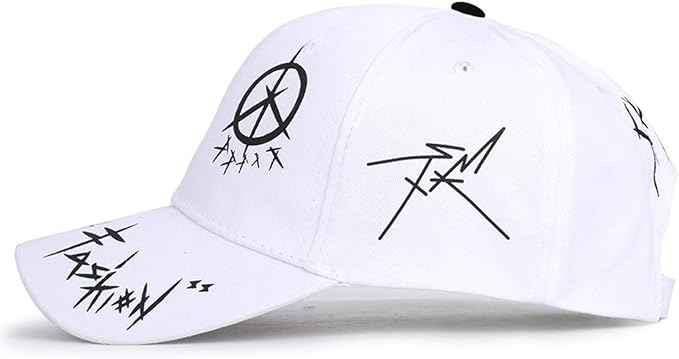 Black and White Color Matching Hat Pentagram Graffiti Baseball Cap Men and Women Summer Cap