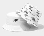 Double-Sided Bucket Hat Men Women Reversible Embroidery Fisherman Cap Solid Color Letter Print Couple Sun Hats