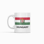 Hungary Flag Coffee Mug, White Ceramic Cup with Hungarian Coat of Arms Design