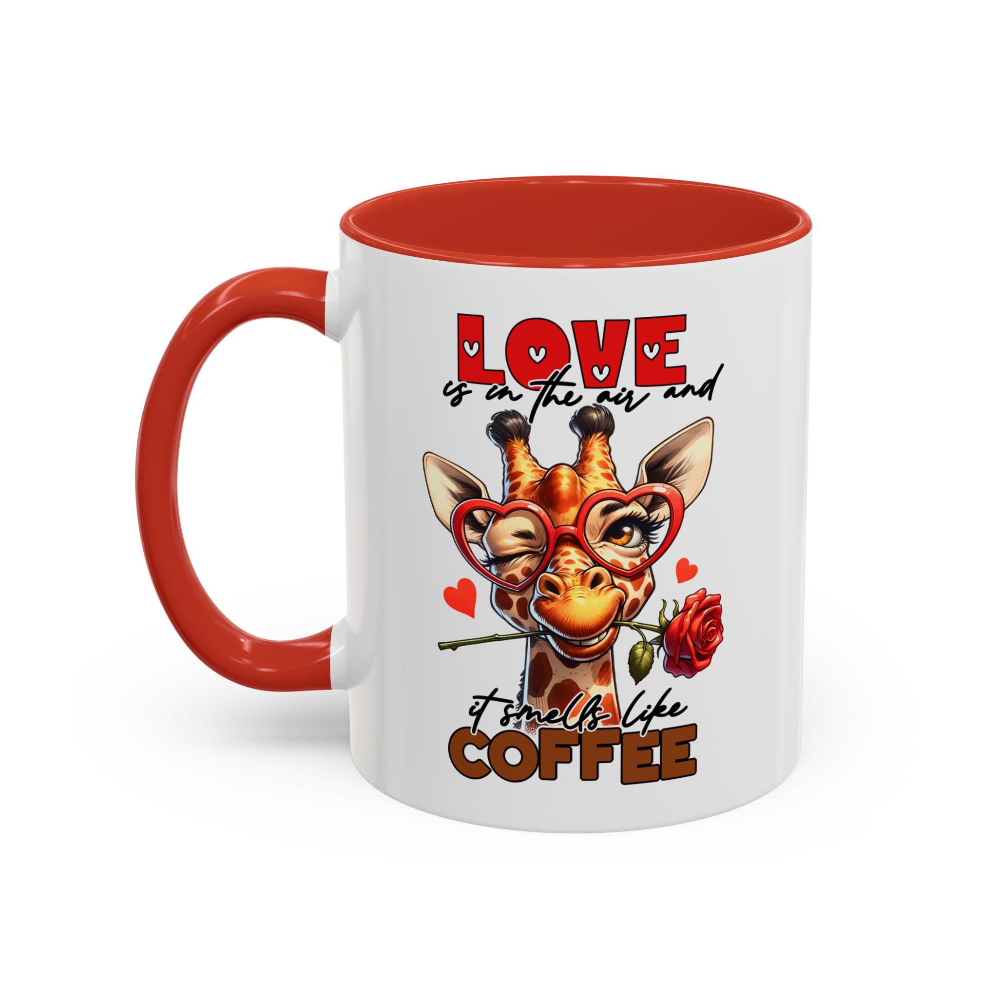 Giraffe Coffee Mug — "Love is in the Air and I Smell Like Coffee" Accent 11/15oz