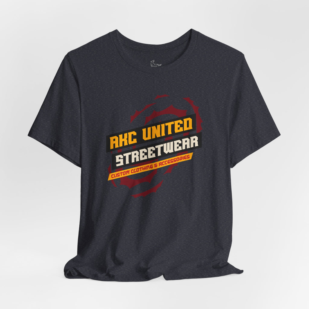 Black t-shirt with 'AHC United Streetwear' logo on a white background