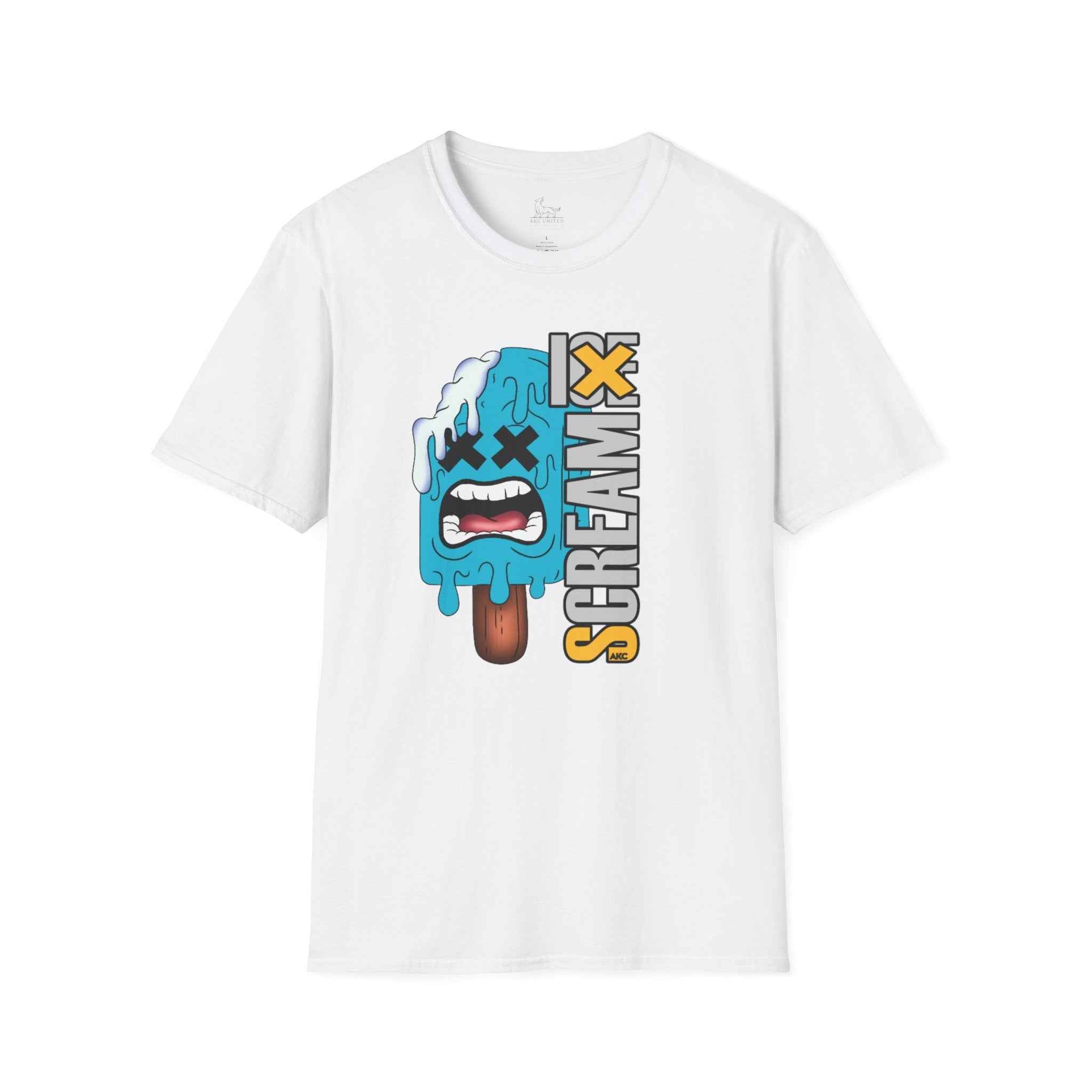 Screamy Popsicle Graphic T-Shirt — Retro Blue Ice Cream Illustration