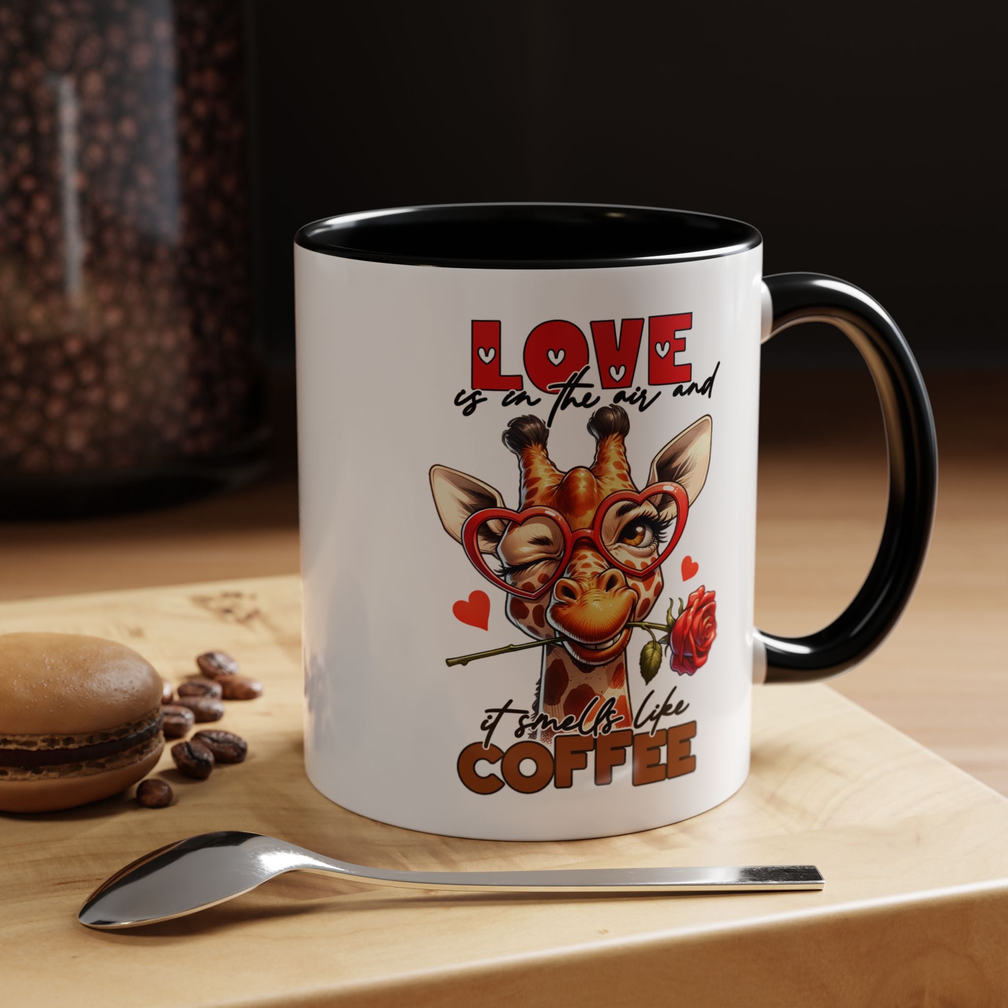 Giraffe Coffee Mug — "Love is in the Air and I Smell Like Coffee" Accent 11/15oz