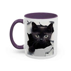 Black Kitten Peek Coffee Mug – Cute Cat Accent Mug (11/15oz)