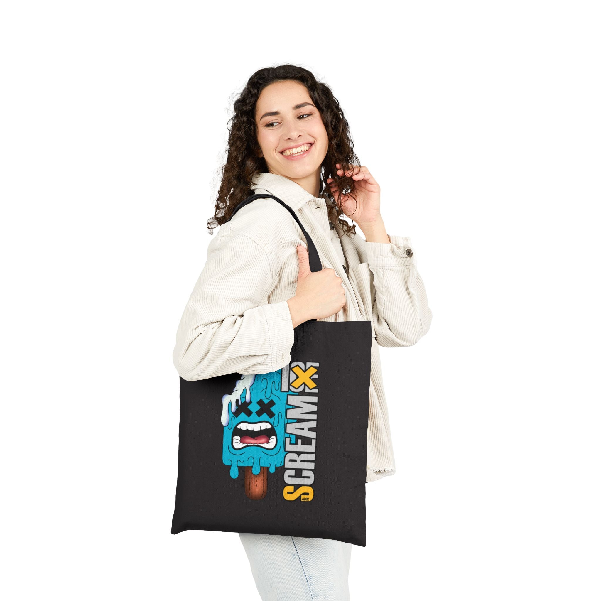Screamy Melted Popsicle Canvas Tote — Funny Summer Ice Cream Graphic Bag