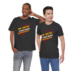 Two men wearing black t-shirts with 'MOM BUILDER' text on a white background