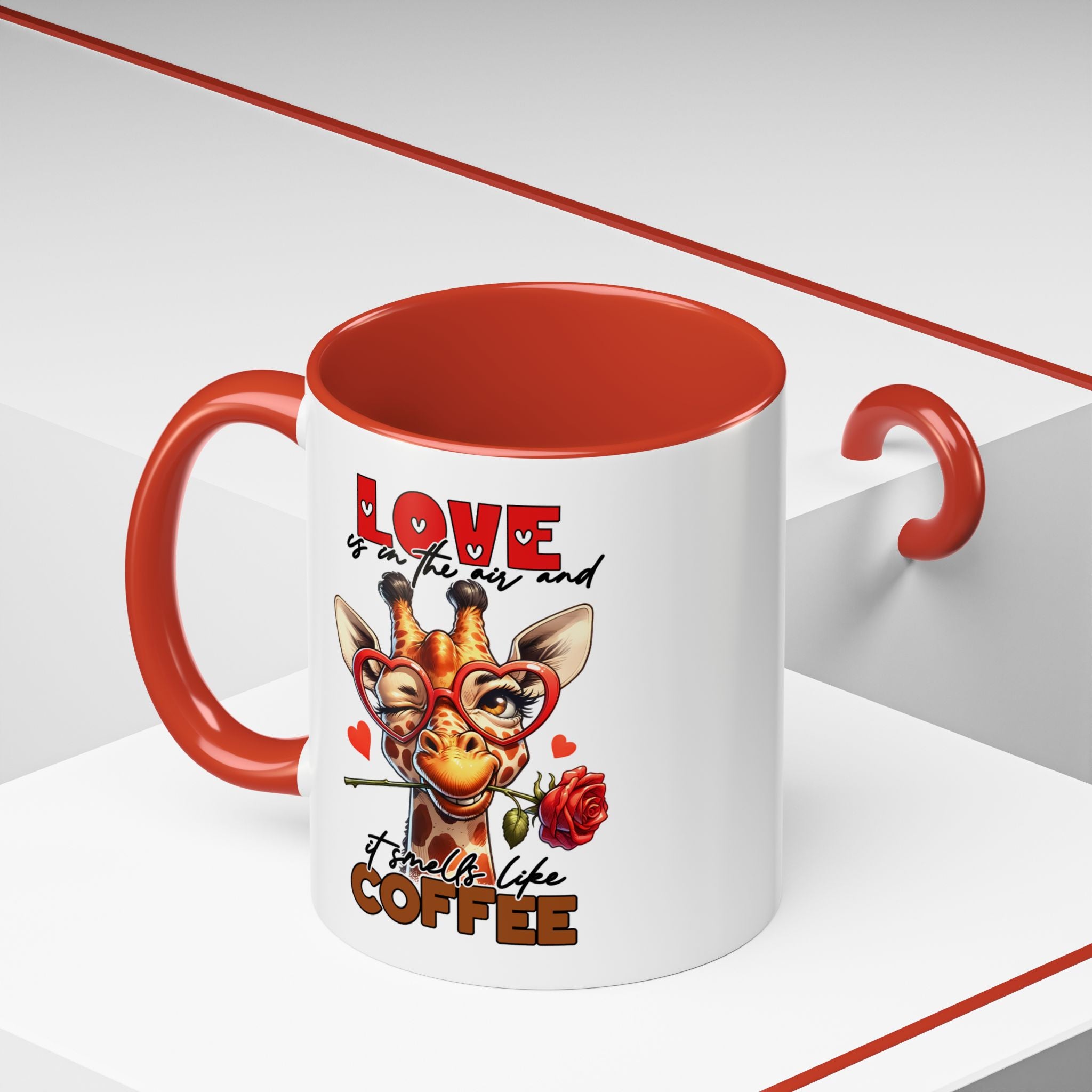 Giraffe Coffee Mug — "Love is in the Air and I Smell Like Coffee" Accent 11/15oz