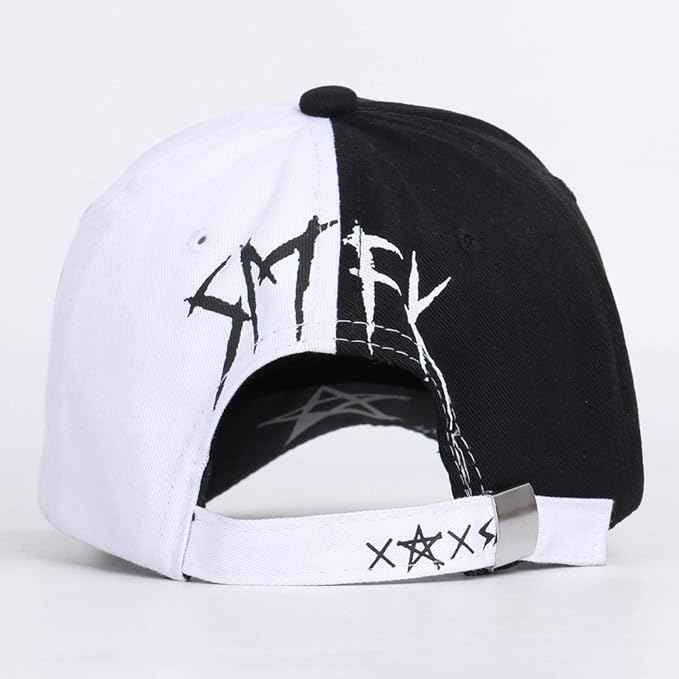 Black and White Color Matching Hat Pentagram Graffiti Baseball Cap Men and Women Summer Cap
