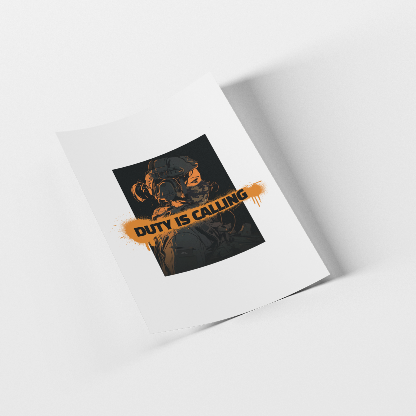 Duty is Calling DTF Transfer, Military Gaming Design, 10 Inches, Black and Orange - AKC UNITED