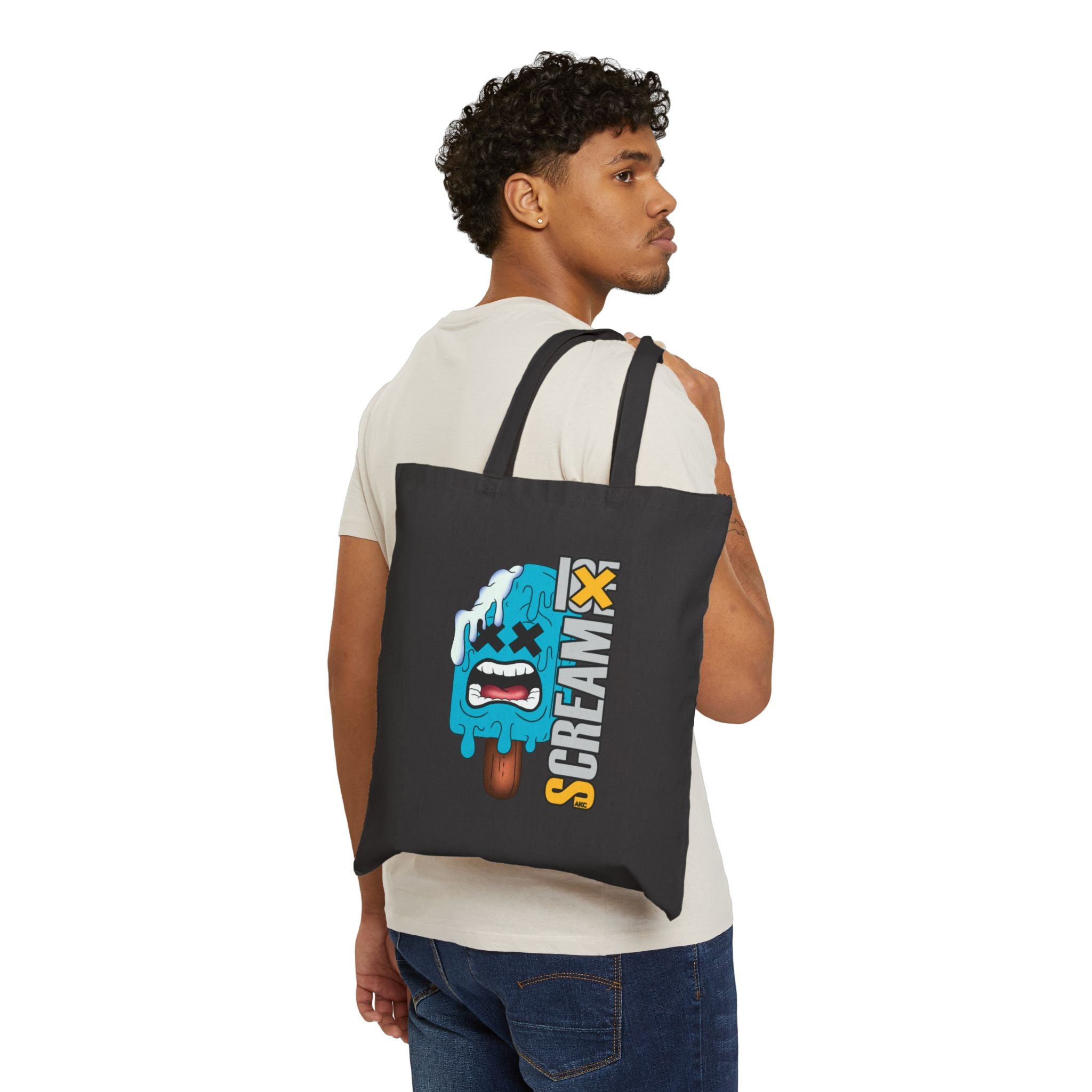 Screamy Melted Popsicle Canvas Tote — Funny Summer Ice Cream Graphic Bag