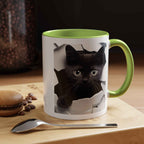 Black Kitten Peek Coffee Mug – Cute Cat Accent Mug (11/15oz)