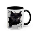 Black Kitten Peek Coffee Mug – Cute Cat Accent Mug (11/15oz)