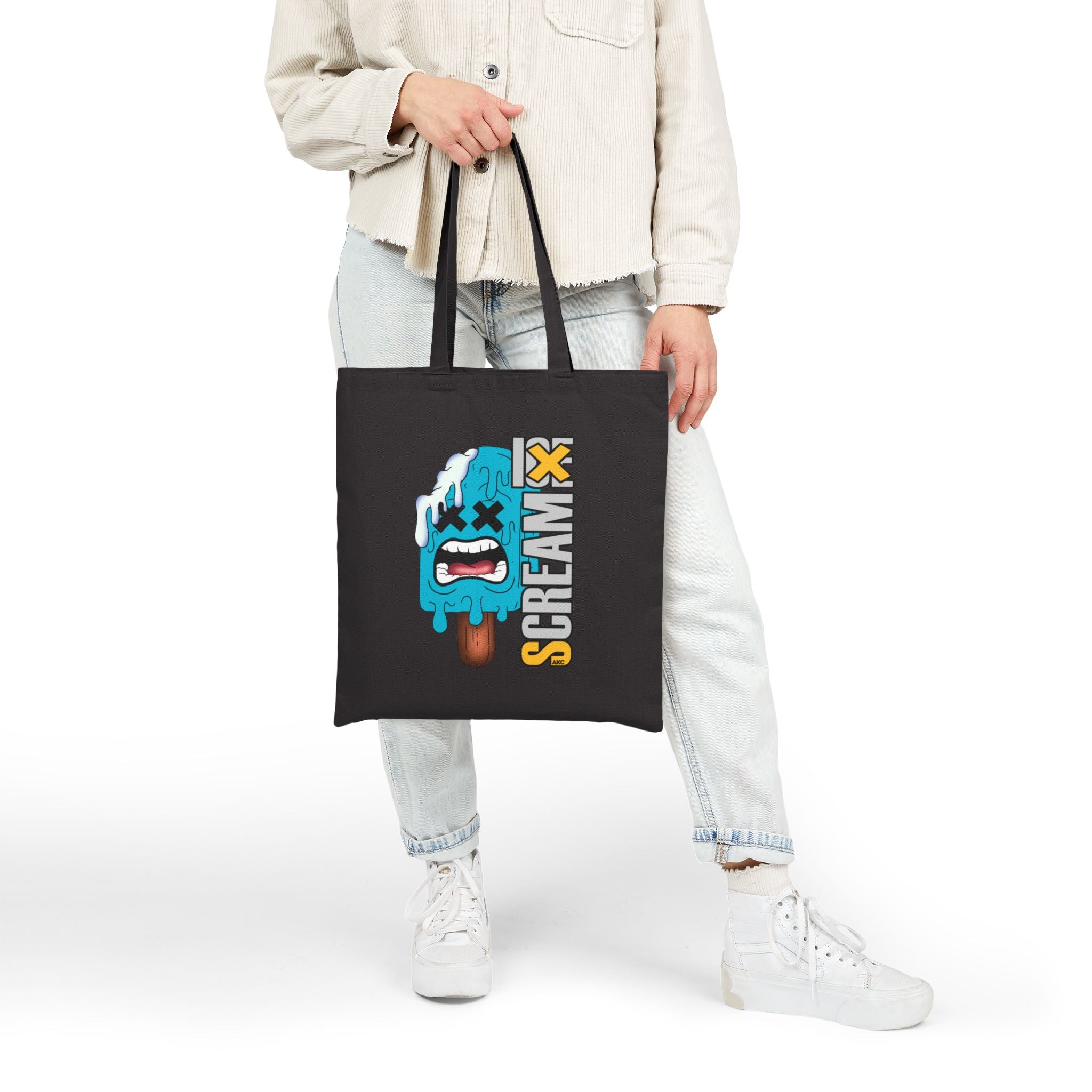 Screamy Melted Popsicle Canvas Tote — Funny Summer Ice Cream Graphic Bag