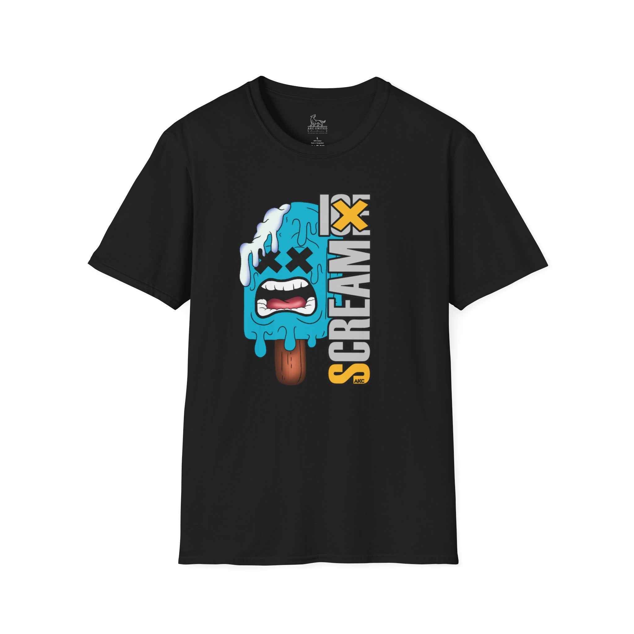 Screamy Popsicle Graphic T-Shirt — Retro Blue Ice Cream Illustration