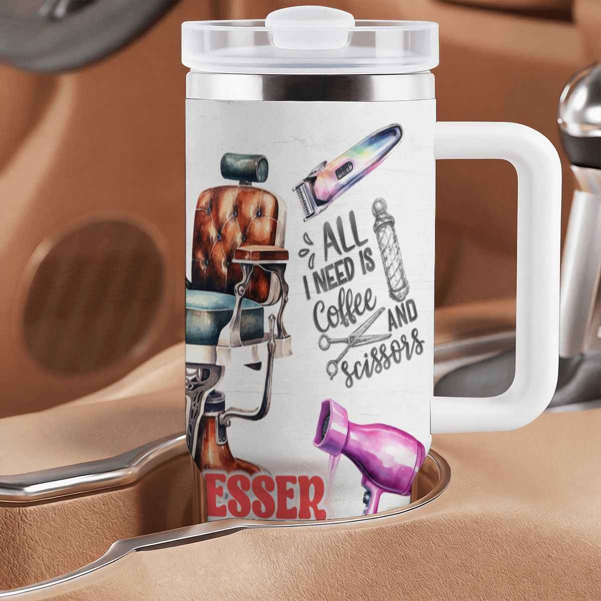 40oz Tumbler with Handle and Straw (Made in USA) Hairdresser
