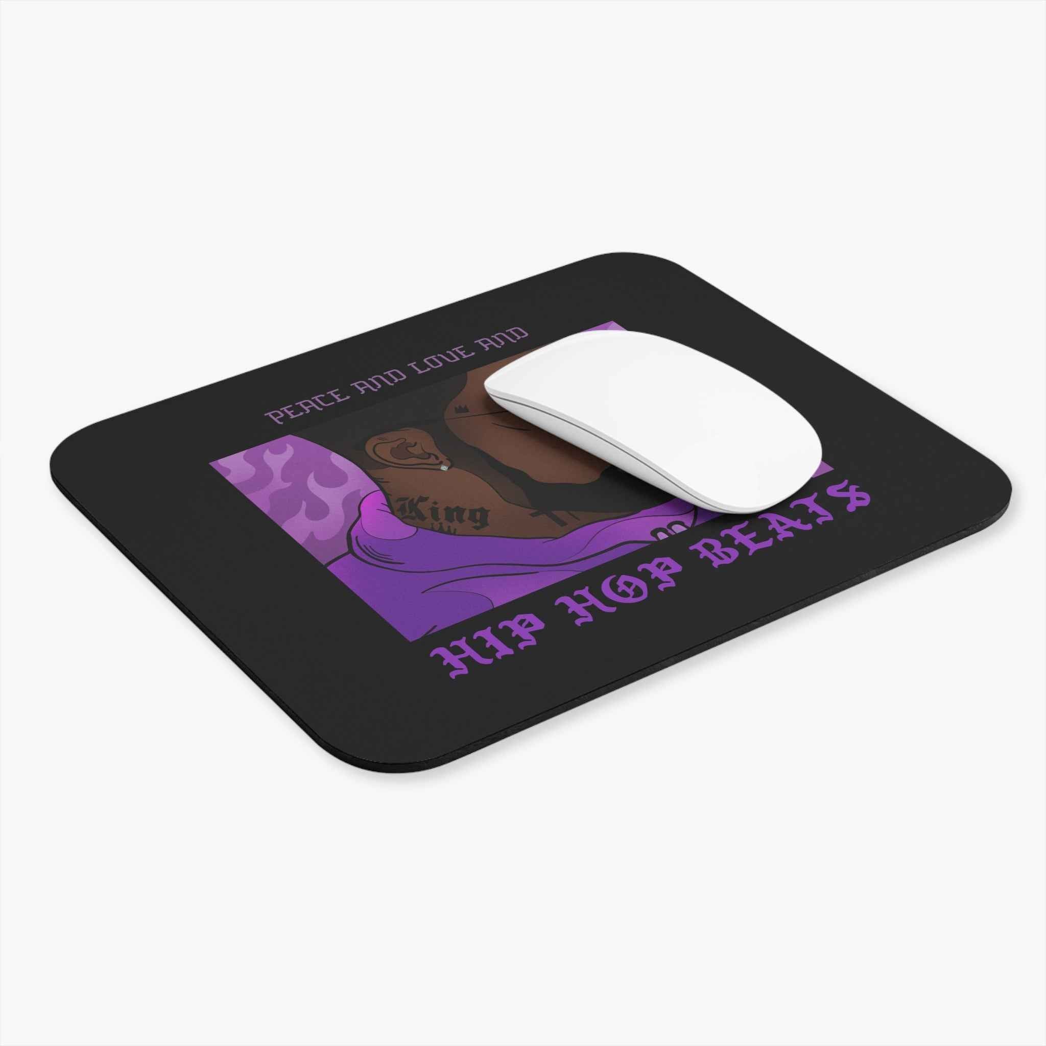 Hip Hop Beats Mouse Pad — "Peace and Love and Hip Hop Beats" Retro Rap Artist Desk Mat