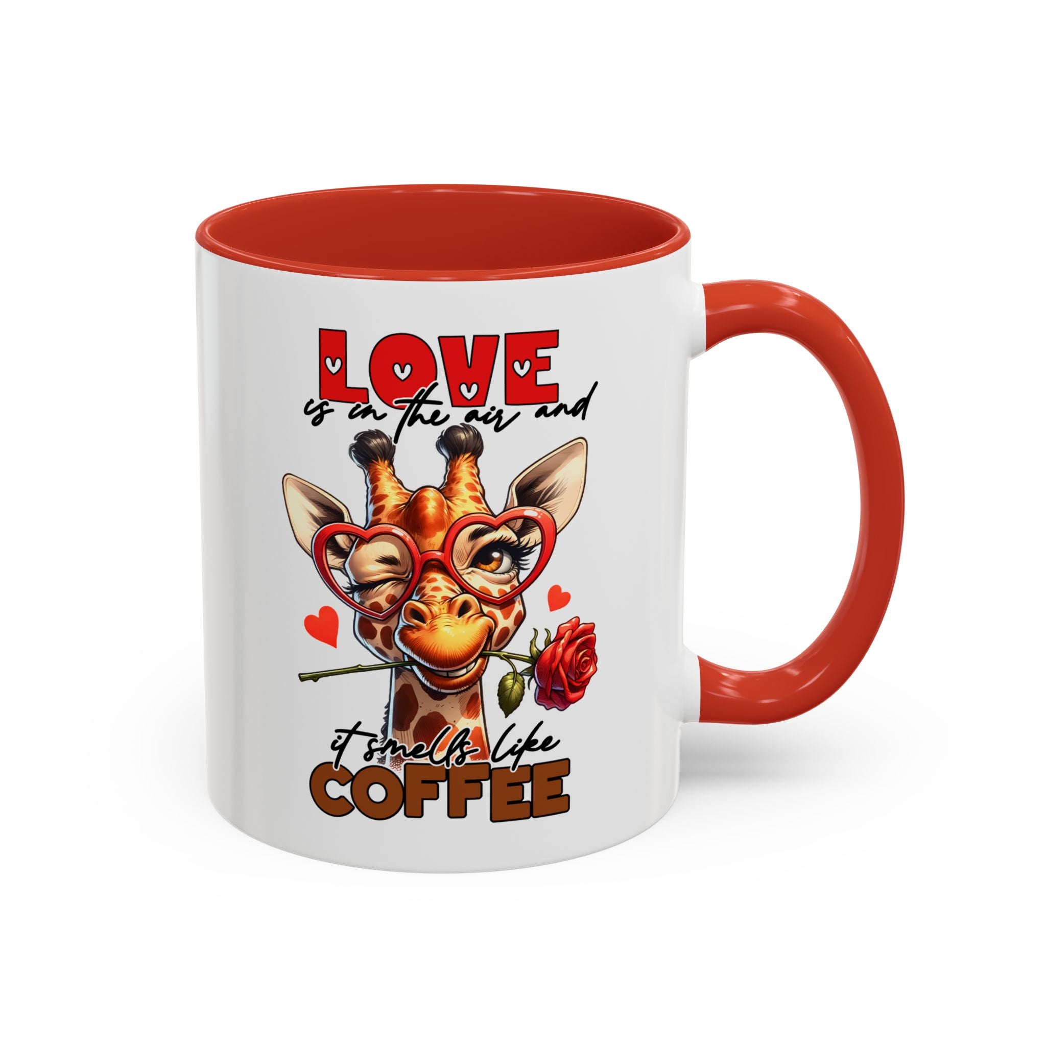Giraffe Coffee Mug — "Love is in the Air and I Smell Like Coffee" Accent 11/15oz
