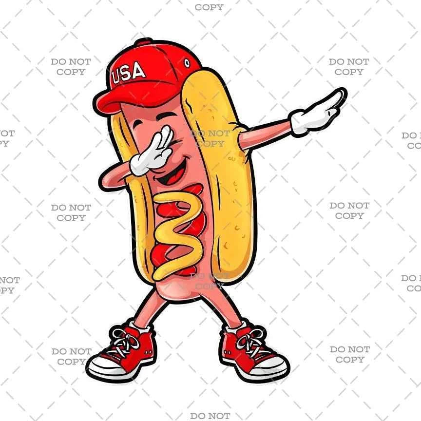 Hot Dog Dab Dancing DTF Transfer Design, Funny T-Shirt Print