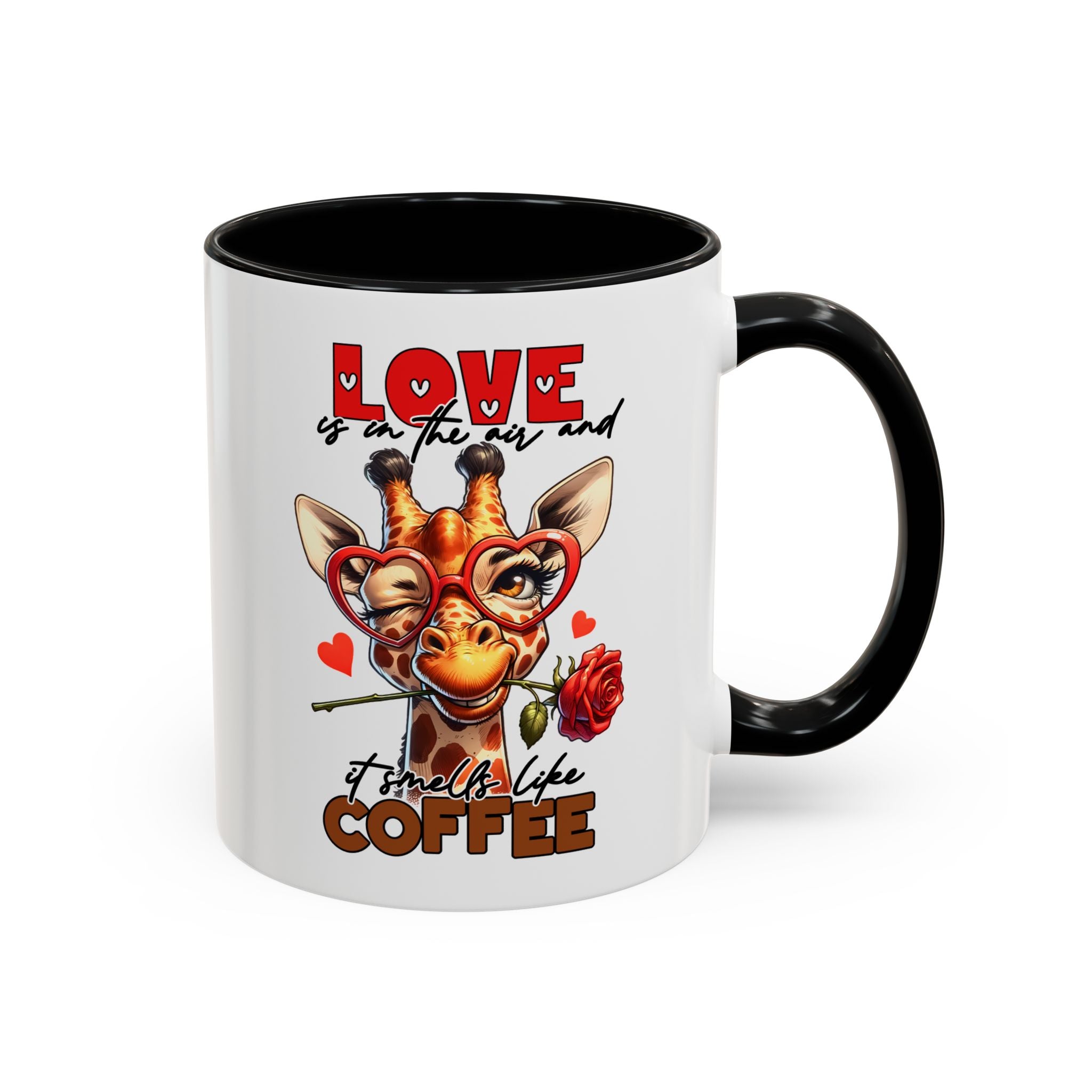 Giraffe Coffee Mug — "Love is in the Air and I Smell Like Coffee" Accent 11/15oz