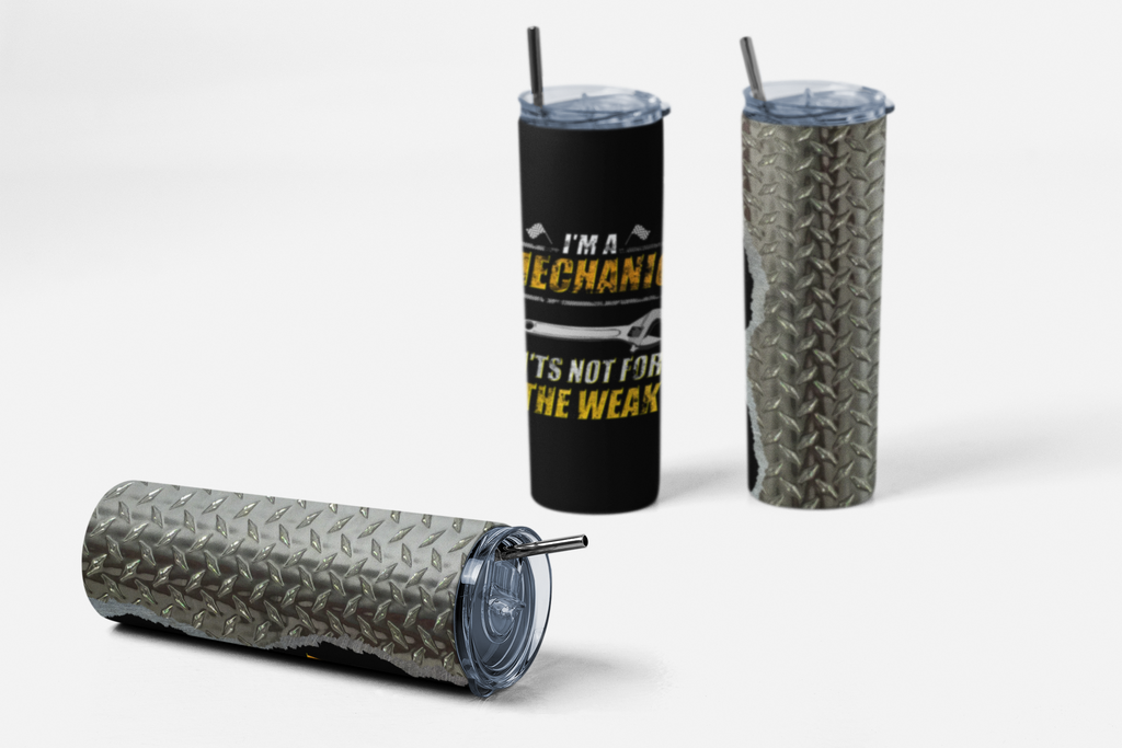 20 oz Stainless-Steel Skinny Tumbler, I'm a Mechanic, Black