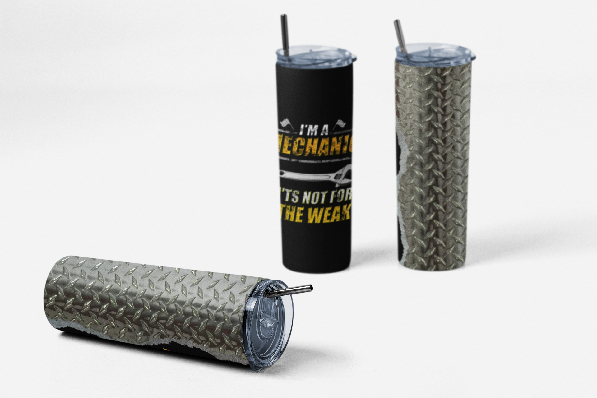 20 oz Stainless-Steel Skinny Tumbler, I'm a Mechanic, Black