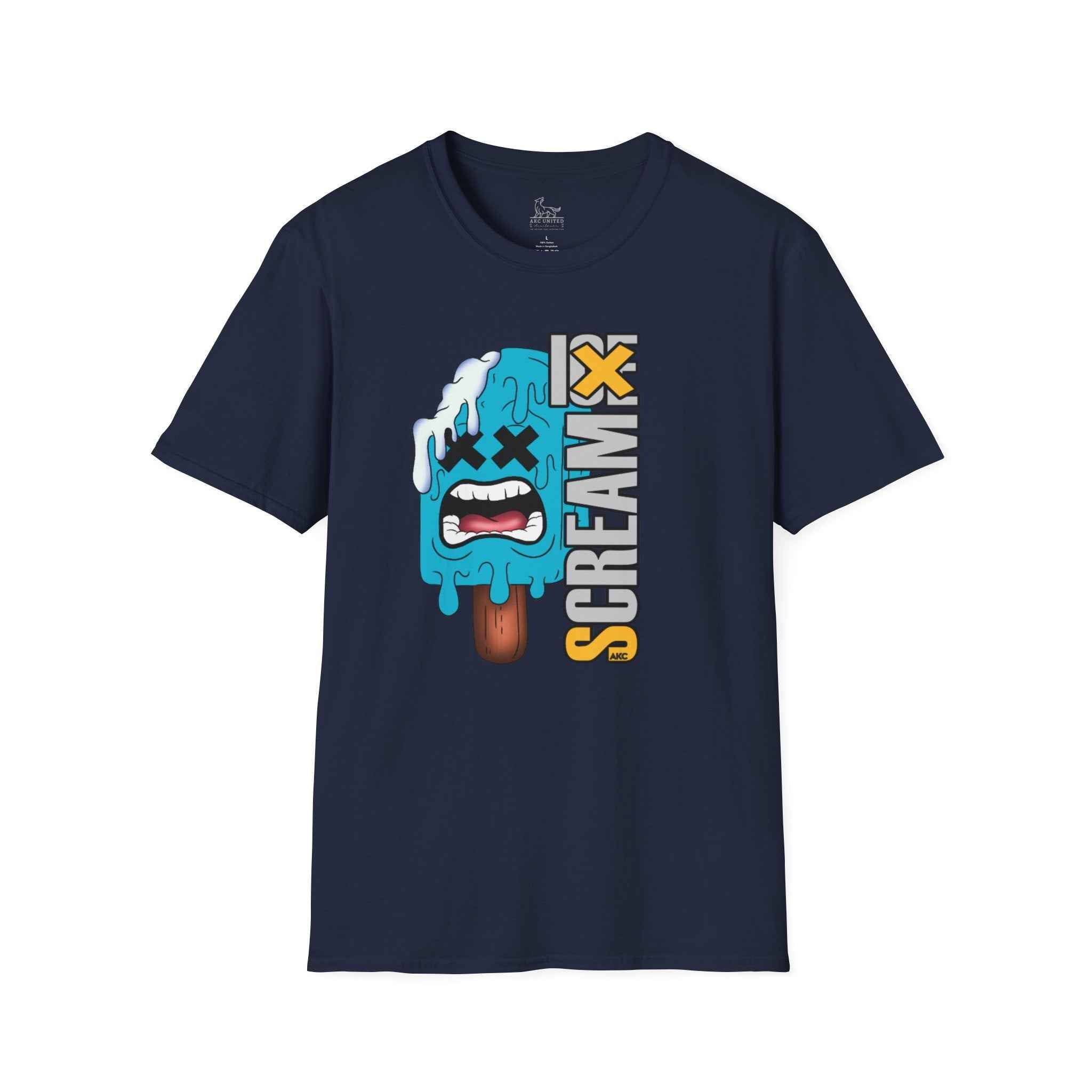 Screamy Popsicle Graphic T-Shirt — Retro Blue Ice Cream Illustration