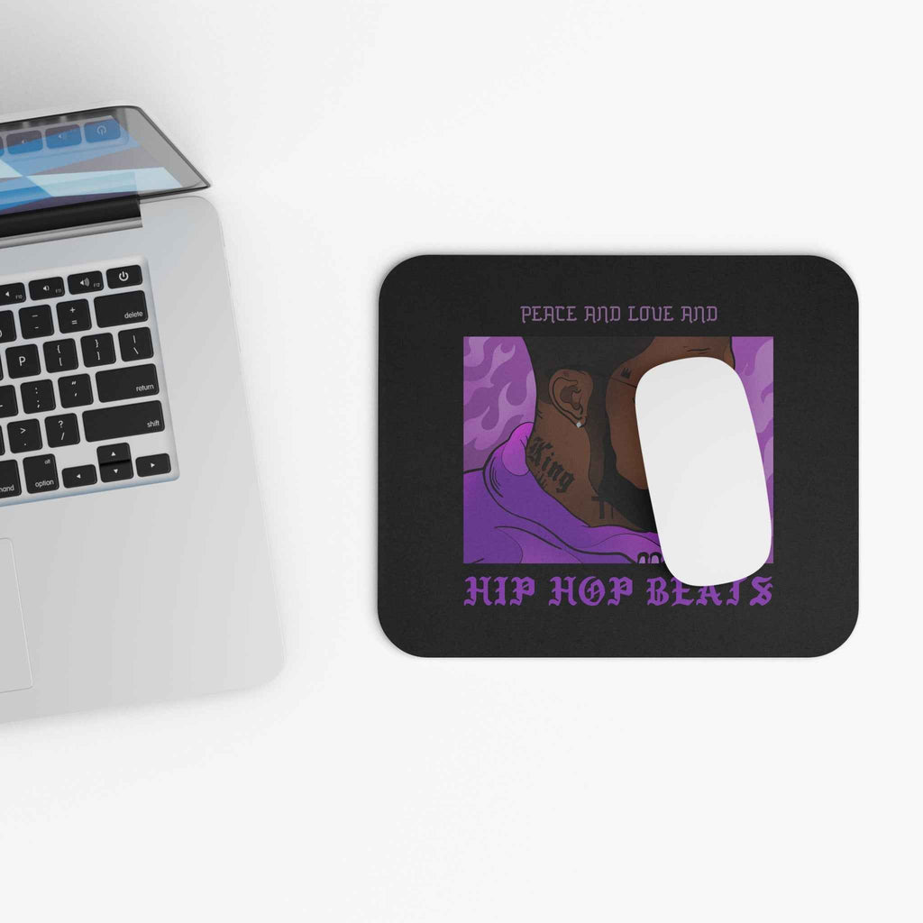 Hip Hop Beats Mouse Pad — "Peace and Love and Hip Hop Beats" Retro Rap Artist Desk Mat