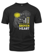 Bronx Broken Heart World Graphic T-Shirt, Black Cotton, Vintage Style