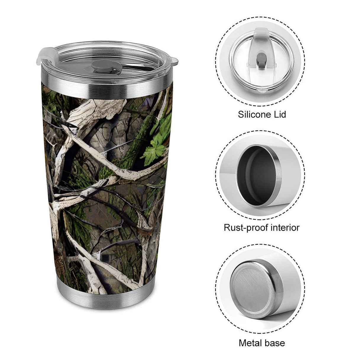 20oz Tumbler with Lid and Straw (Made in USA) Forest Pattern