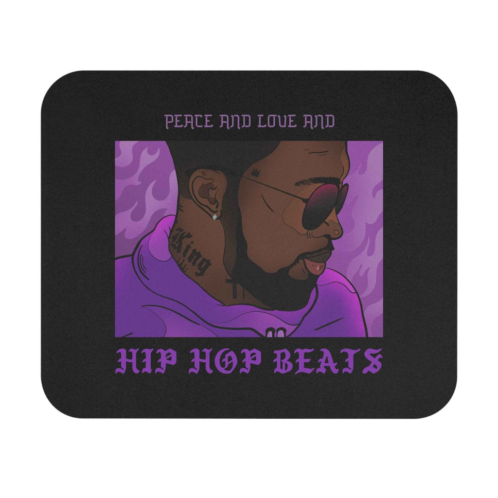 Hip Hop Beats Mouse Pad — "Peace and Love and Hip Hop Beats" Retro Rap Artist Desk Mat