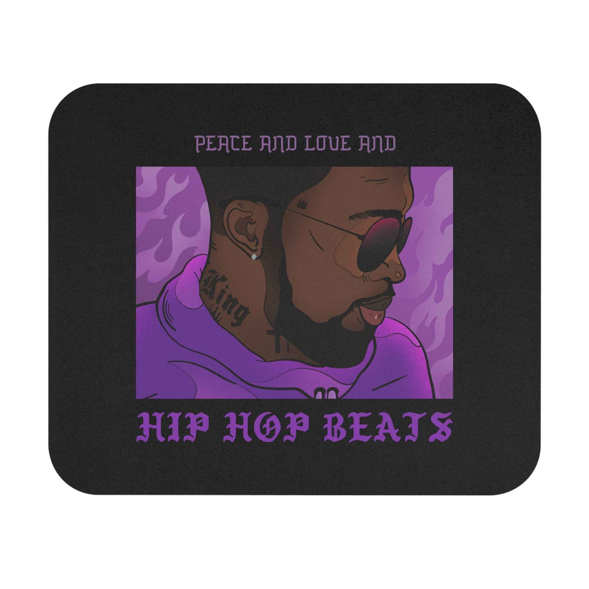 Hip Hop Beats Mouse Pad — "Peace and Love and Hip Hop Beats" Retro Rap Artist Desk Mat