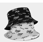 Double-Sided Bucket Hat Men Women Reversible Embroidery Fisherman Cap Solid Color Letter Print Couple Sun Hats
