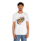 Person wearing a white t-shirt with 'RHC United Streetwear' logo on a white background