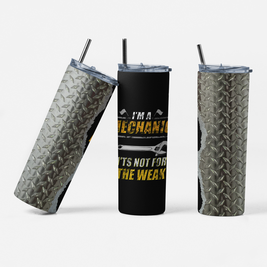 I'm a Mechanic Funny 20 oz Stainless-Steel Skinny Tumbler - High-Grade Tumbler with Straw & Lid, Durable Design, Hand-Wash Only - Flasks, Drinkware