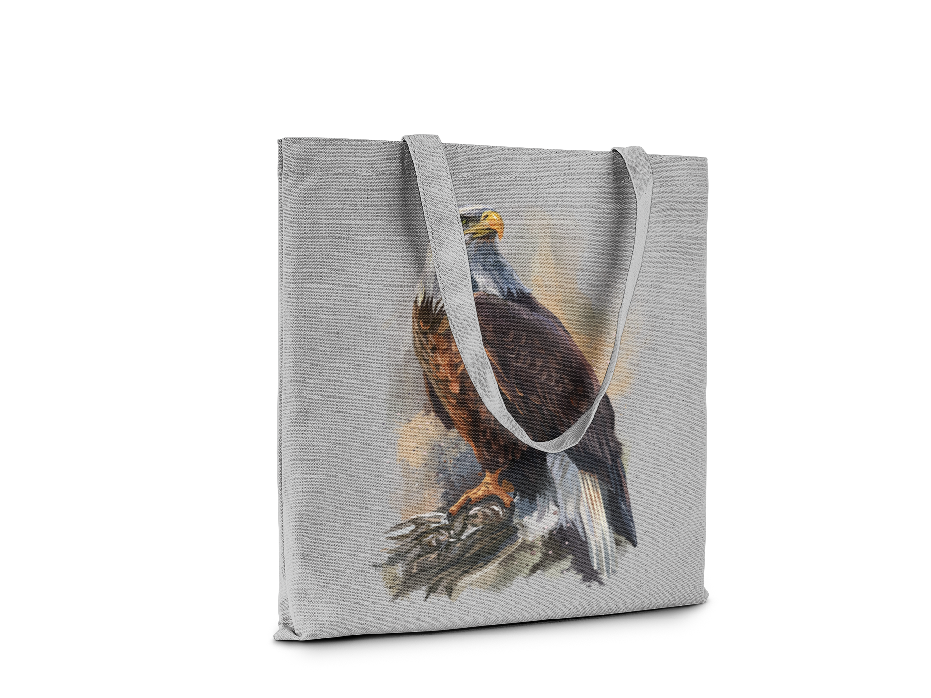 Eagle Art Canvas Tote Bag, Reusable Shopping Bag with Bird Design - AKC UNITED