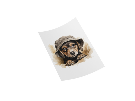 Beagle in Hat Stylish DTF Transfer - 12"x12" Decal for T-Shirts, Canvas Bags & More, Perfect for Dog Lovers