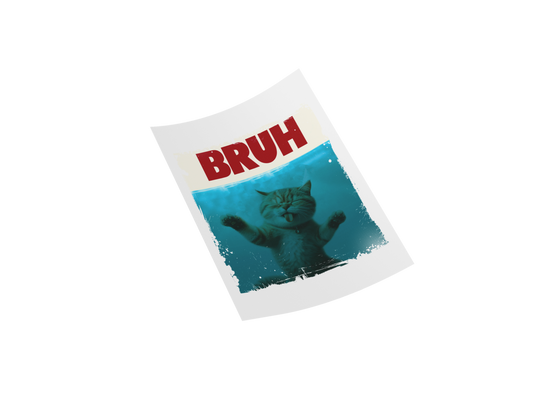 Bruh Funny Cat Meme DTF Decal - Unique Design for Cat Lovers and Decorators