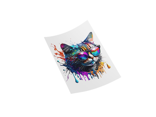 Color Splash Cool Cat DTF Decal - Durable Decal for Cool Cat Enthusiasts, Ideal for Home Decor and Entertainment