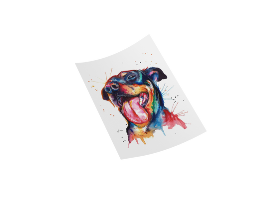 COLOR SPLASH Rottweiler DTF Decal 11"x13" Iron Transfer with Vibrant Colors and Realistic Rottweiler Design for Crafting and Customization