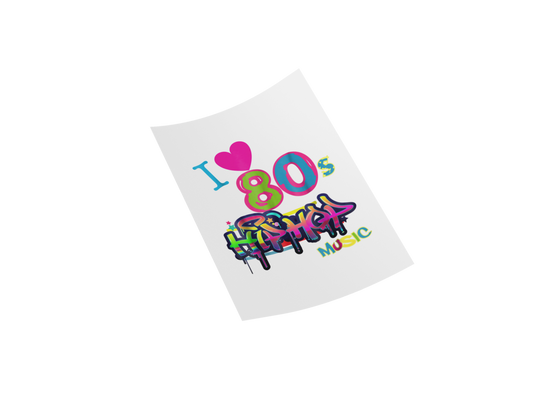 I Love 80s Music Colorful Retro Design DTF Transfer