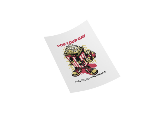 POP IT Funny Retro Style Popcorn DTF Transfer - 9"x12" Easy to Apply, Long-lasting Design for Fashion Lovers