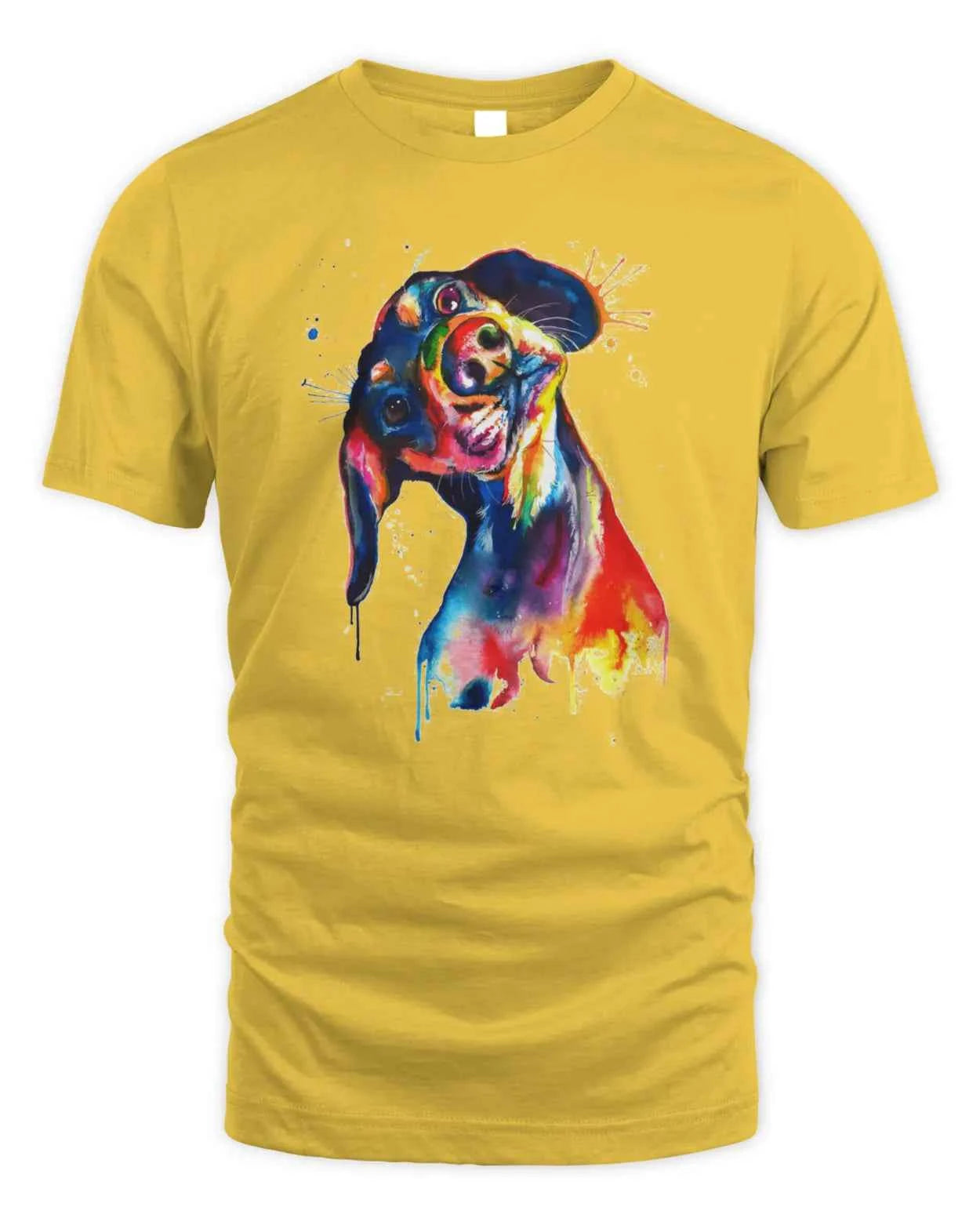 Watercolor Beagle Graphic T-Shirt, Color Splash Design, Short Sleeve Casual Tee