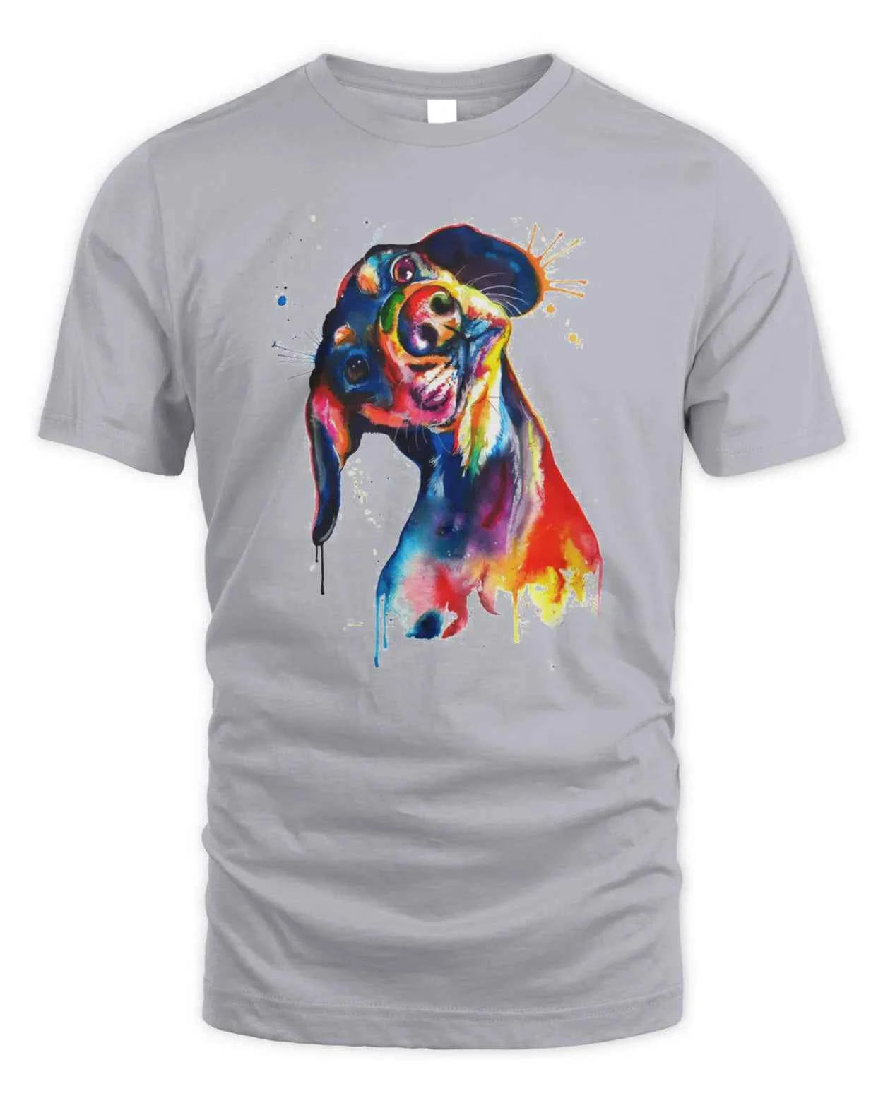 Watercolor Beagle Graphic T-Shirt, Color Splash Design, Short Sleeve Casual Tee